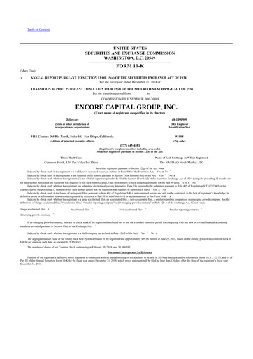 Thumbnail Encore Capital Group 10-K Annual Report 2018