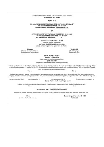 Vorschaubild Natural Gas Services Group 10-Q Quartalsbericht  