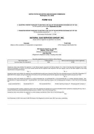 Vorschaubild Natural Gas Services Group 10-Q Quartalsbericht 2020 
