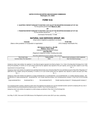 Vorschaubild Natural Gas Services Group 10-Q Quartalsbericht 2021 