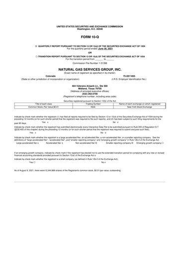 Vorschaubild Natural Gas Services Group 10-Q Quartalsbericht 2021 