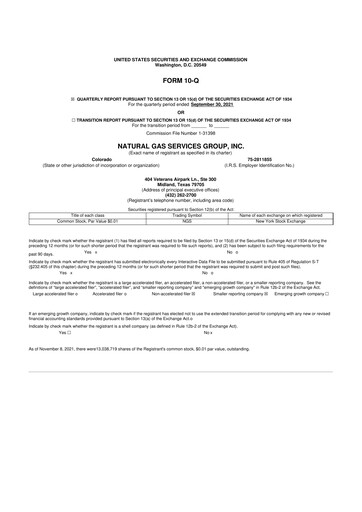 Vorschaubild Natural Gas Services Group 10-Q Quartalsbericht 2021 
