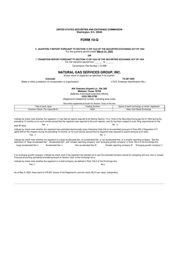 Vorschaubild Natural Gas Services Group 10-Q Quartalsbericht 2022 