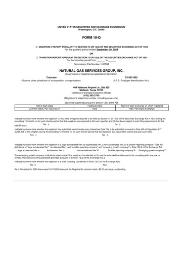 Vorschaubild Natural Gas Services Group 10-Q Quartalsbericht 2024 