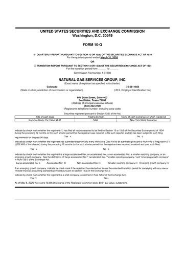 Vorschaubild Natural Gas Services Group 10-Q Quartalsbericht 2026 