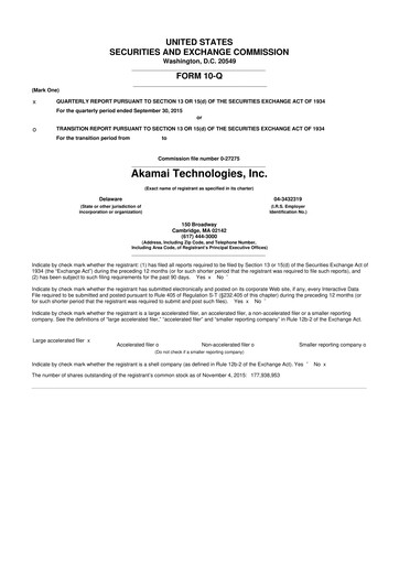 Thumbnail Akamai
 10-Q Quarterly Report FY2015 