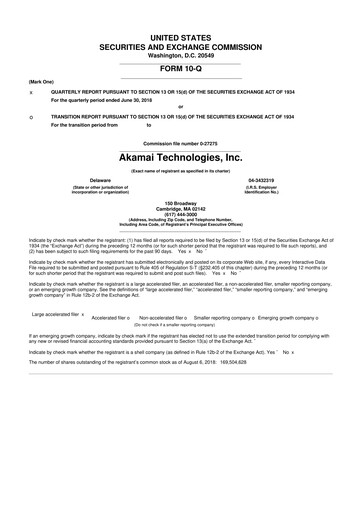 Thumbnail Akamai
 10-Q Quarterly Report FY2018 