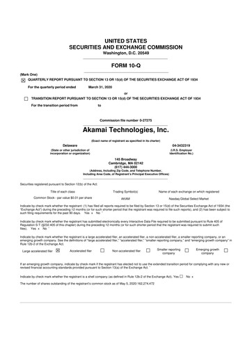 Thumbnail Akamai
 10-Q Quarterly Report FY2020 