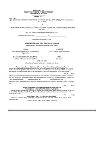 Thumbnail Seacoast Banking 10-Q Quarterly Report FY 