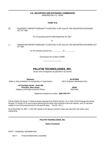 Thumbnail Palatin Technologies 10-Q Quarterly Report FY 