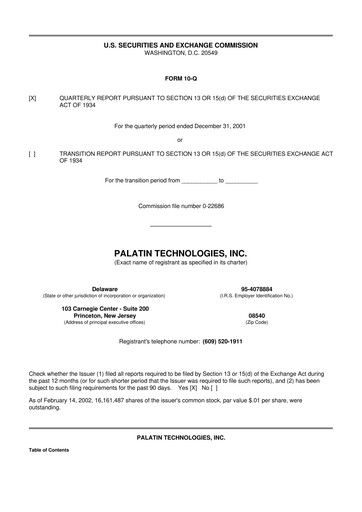 Thumbnail Palatin Technologies 10-Q Quarterly Report FY 
