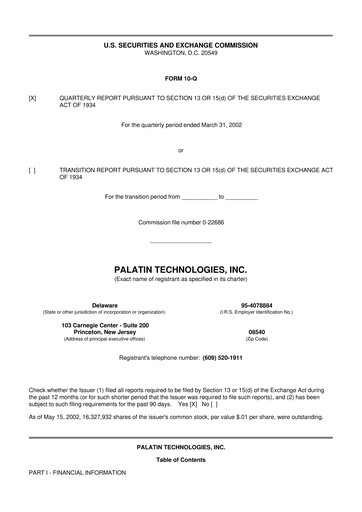 Thumbnail Palatin Technologies 10-Q Quarterly Report FY 