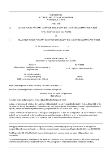 Thumbnail Palatin Technologies 10-K Annual Report 