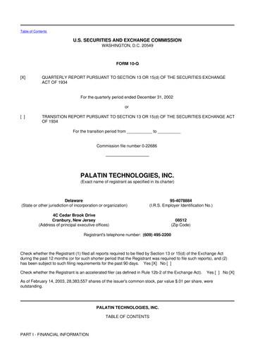 Thumbnail Palatin Technologies 10-Q Quarterly Report FY 