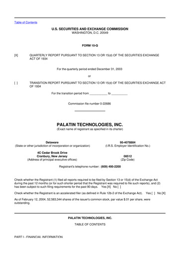 Thumbnail Palatin Technologies 10-Q Quarterly Report FY 