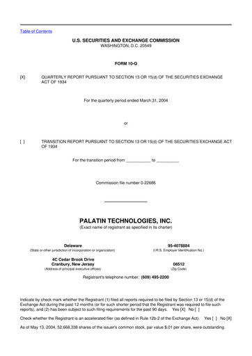 Thumbnail Palatin Technologies 10-Q Quarterly Report FY 