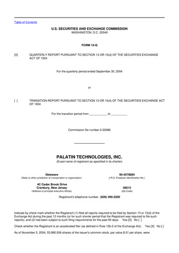 Thumbnail Palatin Technologies 10-Q Quarterly Report FY 