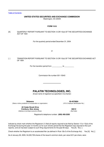 Thumbnail Palatin Technologies 10-Q Quarterly Report FY 