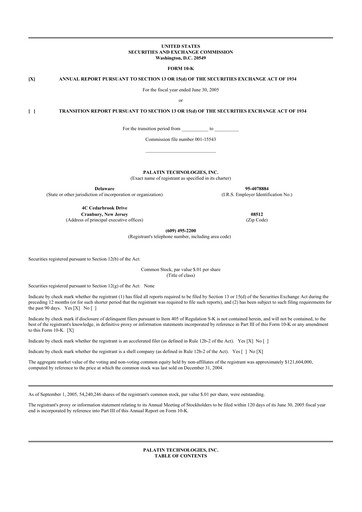 Thumbnail Palatin Technologies 10-K Annual Report 