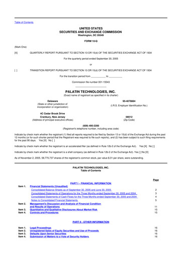 Thumbnail Palatin Technologies 10-Q Quarterly Report FY 