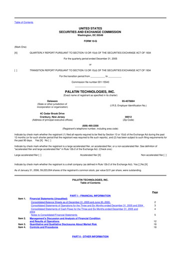 Thumbnail Palatin Technologies 10-Q Quarterly Report FY 