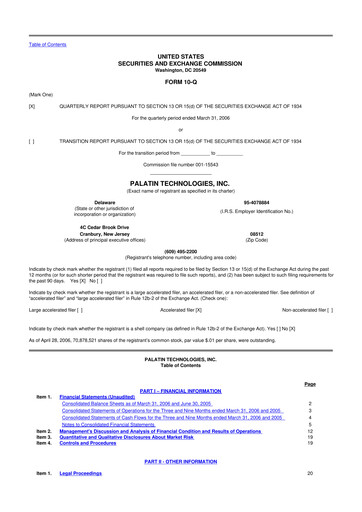 Thumbnail Palatin Technologies 10-Q Quarterly Report FY 