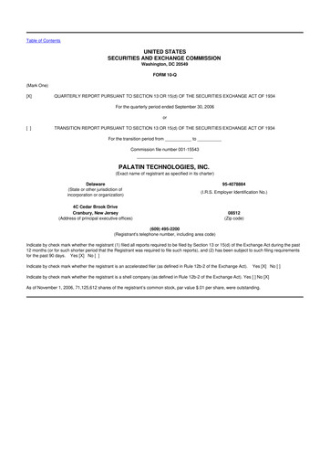 Thumbnail Palatin Technologies 10-Q Quarterly Report FY 