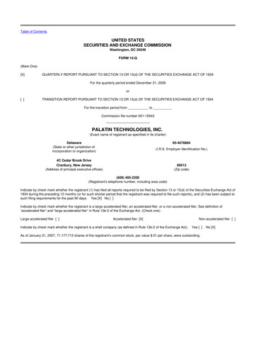 Thumbnail Palatin Technologies 10-Q Quarterly Report FY 