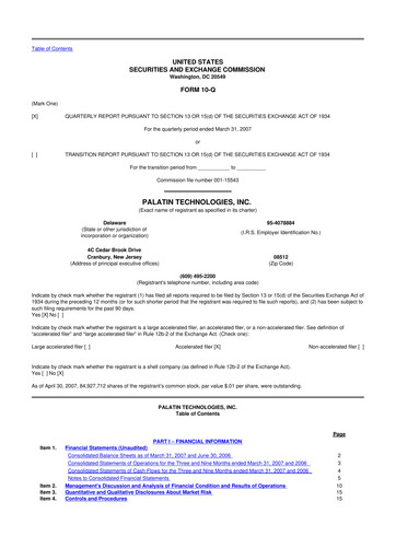 Thumbnail Palatin Technologies 10-Q Quarterly Report FY 