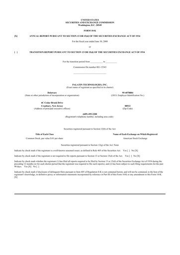 Thumbnail Palatin Technologies 10-K Annual Report 