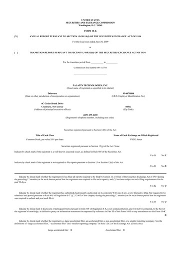Thumbnail Palatin Technologies 10-K Annual Report 