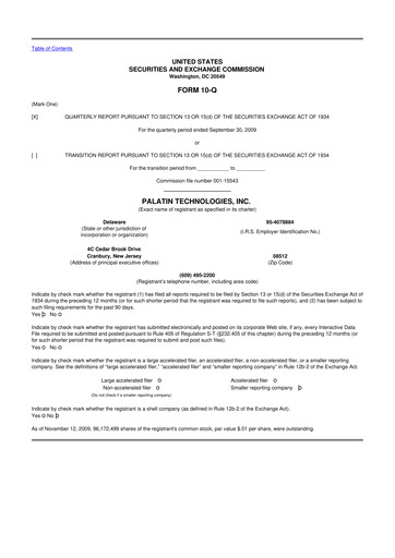 Thumbnail Palatin Technologies 10-Q Quarterly Report FY 
