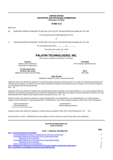 Thumbnail Palatin Technologies 10-Q Quarterly Report FY 