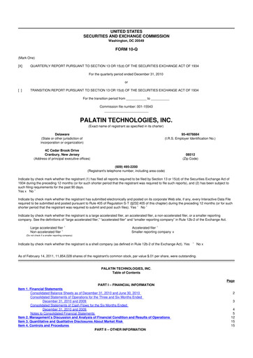 Thumbnail Palatin Technologies 10-Q Quarterly Report FY 