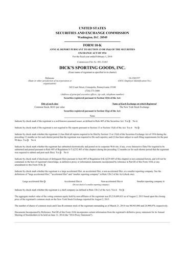 Thumbnail Dick's Sporting Goods
 10-K Annual Report 2013