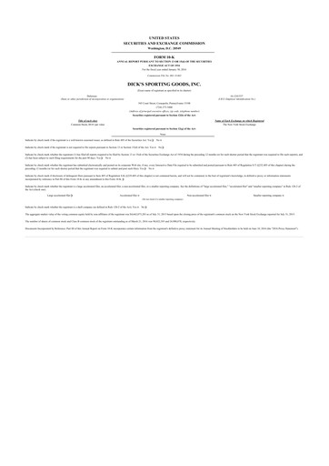 Thumbnail Dick's Sporting Goods
 10-K Annual Report 2015