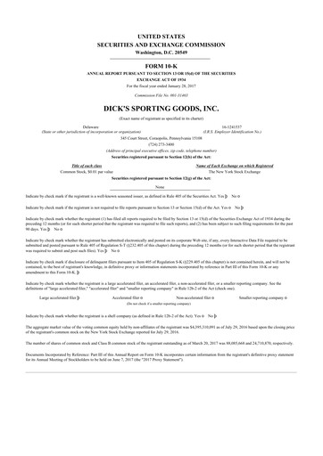 Thumbnail Dick's Sporting Goods
 10-K Annual Report 2016