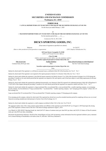 Thumbnail Dick's Sporting Goods
 10-K Annual Report 2019