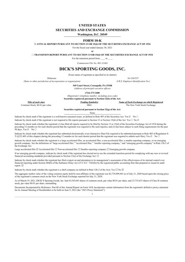 Thumbnail Dick's Sporting Goods
 10-K Annual Report 2020