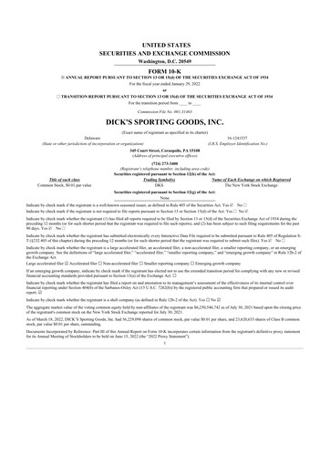 Thumbnail Dick's Sporting Goods
 10-K Annual Report 2021