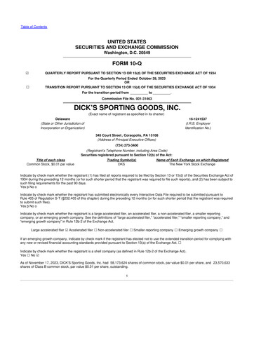 Thumbnail Dick's Sporting Goods
 10-Q Quarterly Report FY2023 