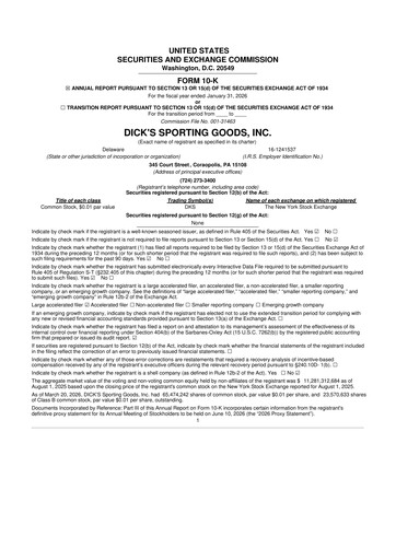 Thumbnail Dick's Sporting Goods
 10-K Annual Report 