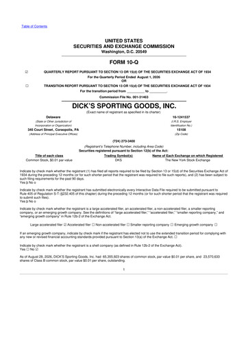 Thumbnail Dick's Sporting Goods
 10-Q Quarterly Report FY2026 