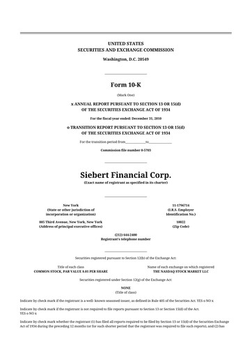Thumbnail Siebert Financial 10-K Annual Report 