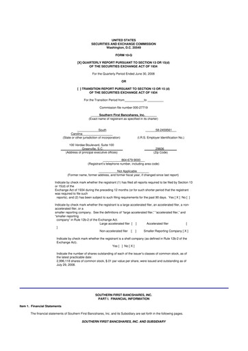 Thumbnail Southern First Bancshares 10-Q Quarterly Report FY 
