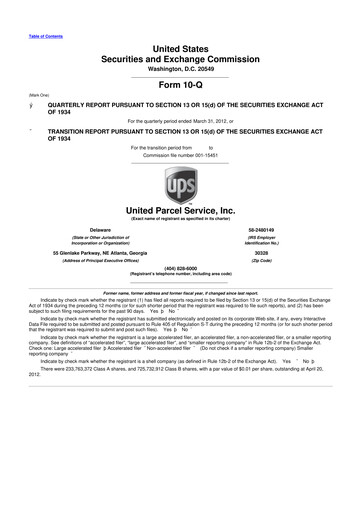 Thumbnail United Parcel Service 10-Q Quarterly Report FY2012 