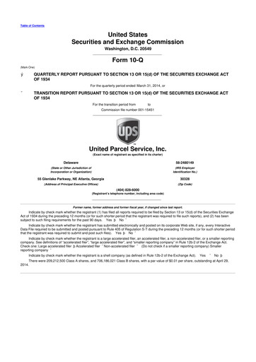 Thumbnail United Parcel Service 10-Q Quarterly Report FY2014 