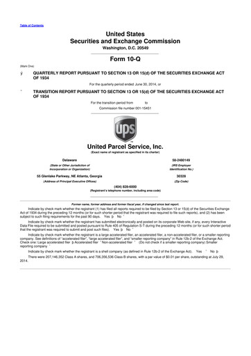 Thumbnail United Parcel Service 10-Q Quarterly Report FY2014 