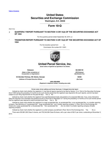 Thumbnail United Parcel Service 10-Q Quarterly Report FY2014 