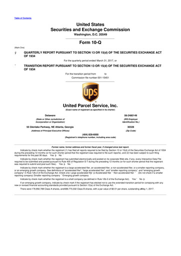 Thumbnail United Parcel Service 10-Q Quarterly Report FY2017 